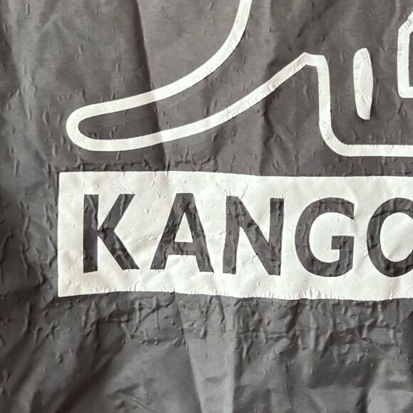 Kangol Black Snap Front Nylon Coach Jacket L Old School Windbreaker Waterproof - Picture 4 of 9